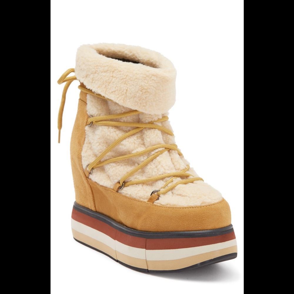 PALOMA BARCELO KIRAN SUEDE SHEARLING WEDGE BOOT SIZE 10 NEW